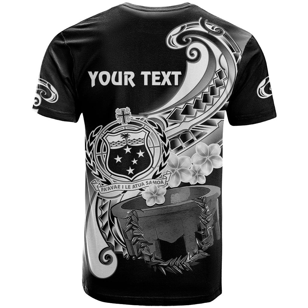 Custom Personalised Samoa T Shirt Ula Fala Kava Bowl Plumeria Polynesian Black