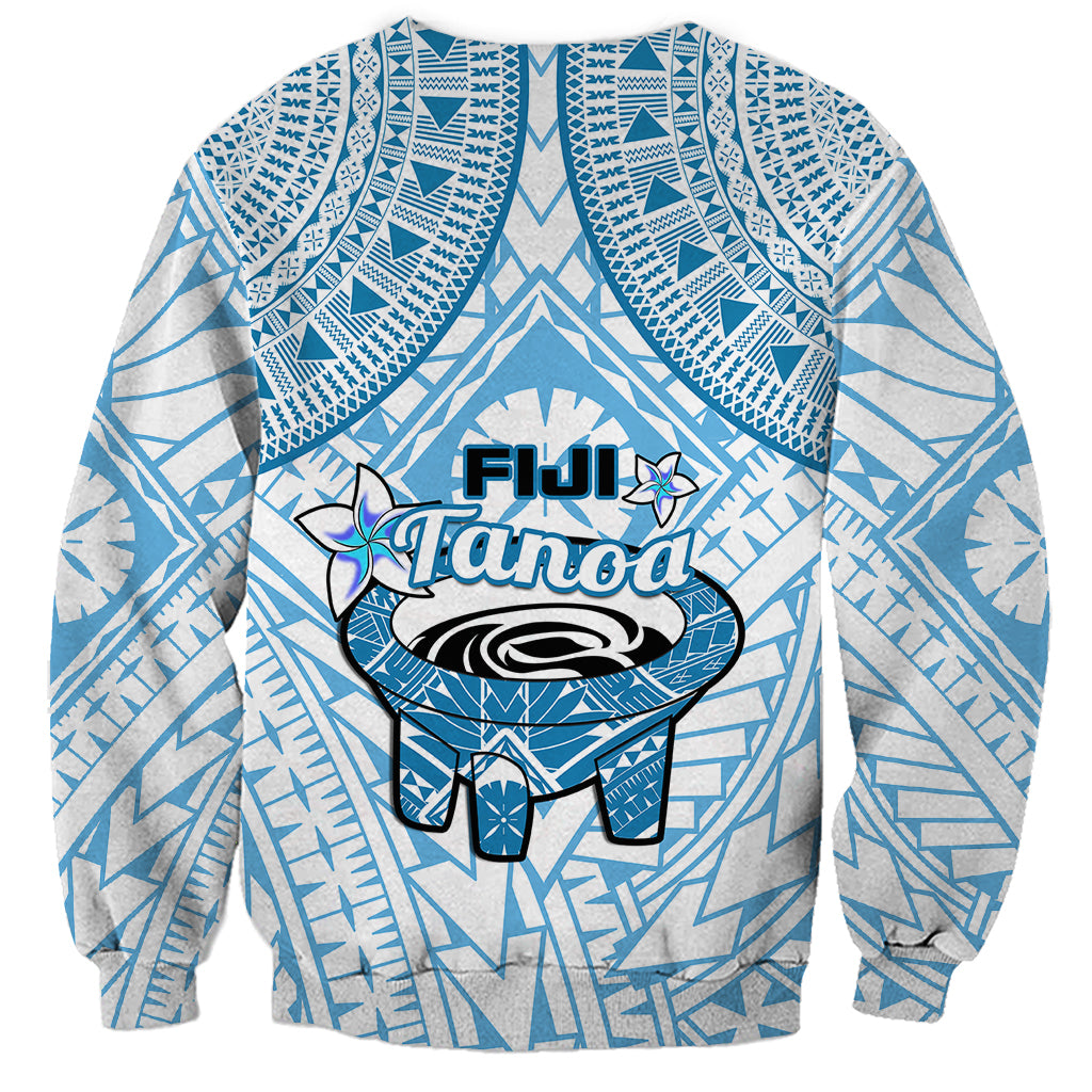 Fiji Tanoa Sweatshirt Kava Bowl Fijian Tapa Blue Pattern
