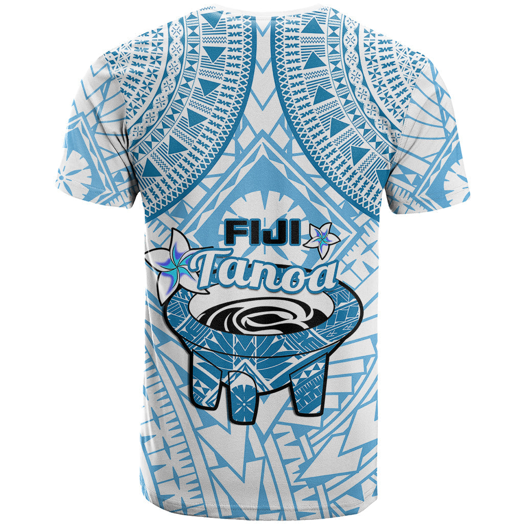 Fiji Tanoa T Shirt Kava Bowl Fijian Tapa Blue Pattern
