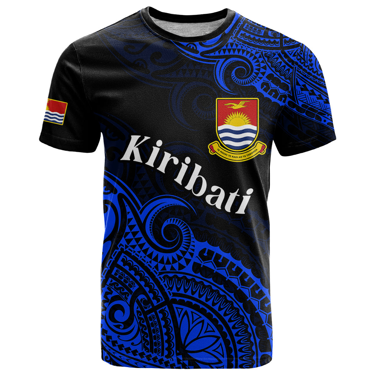 (Custom Personalised) Ribaberiki Kiribati Coat Of Arms Mix Blue Polynesian T Shirt