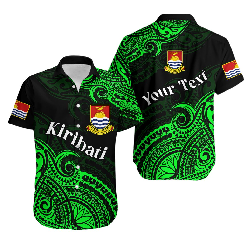 Custom Personalised Ribaberiki Kiribati Coat Of Arms Mix Green Polynesian Hawaiian Shirt
