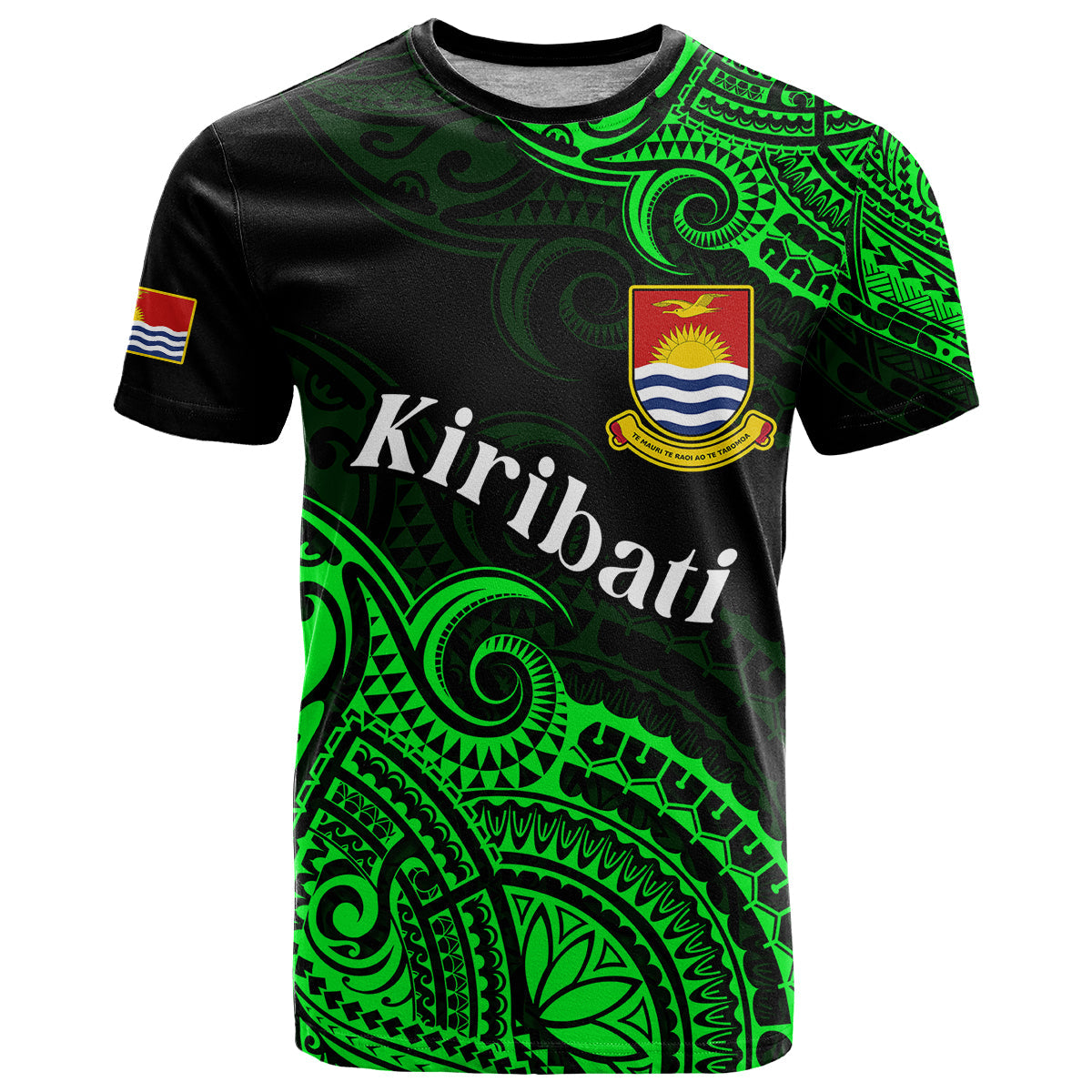 Ribaberiki Kiribati Coat Of Arms Mix Green Polynesian T Shirt