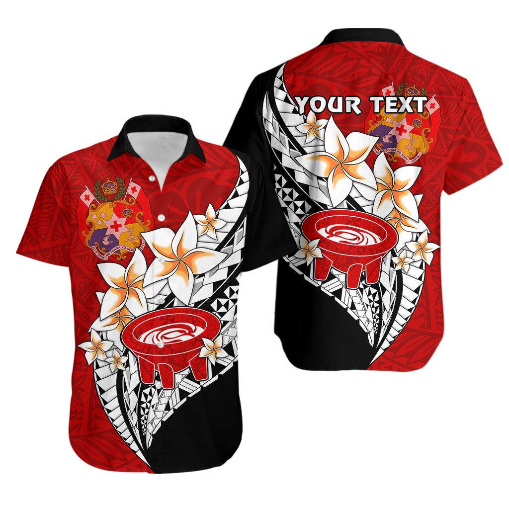 Custom Personalised Tonga Kava Bowl Hawaiian Shirt Togan Kupesi Ngatu Pattern Black