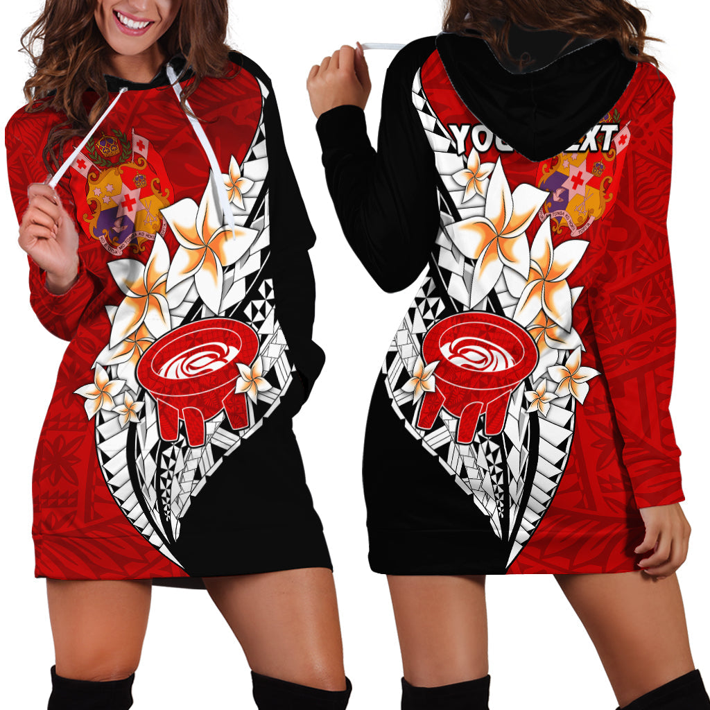 Custom Personalised Tonga Kava Bowl Hoodie Dress Togan Kupesi Ngatu Pattern Black