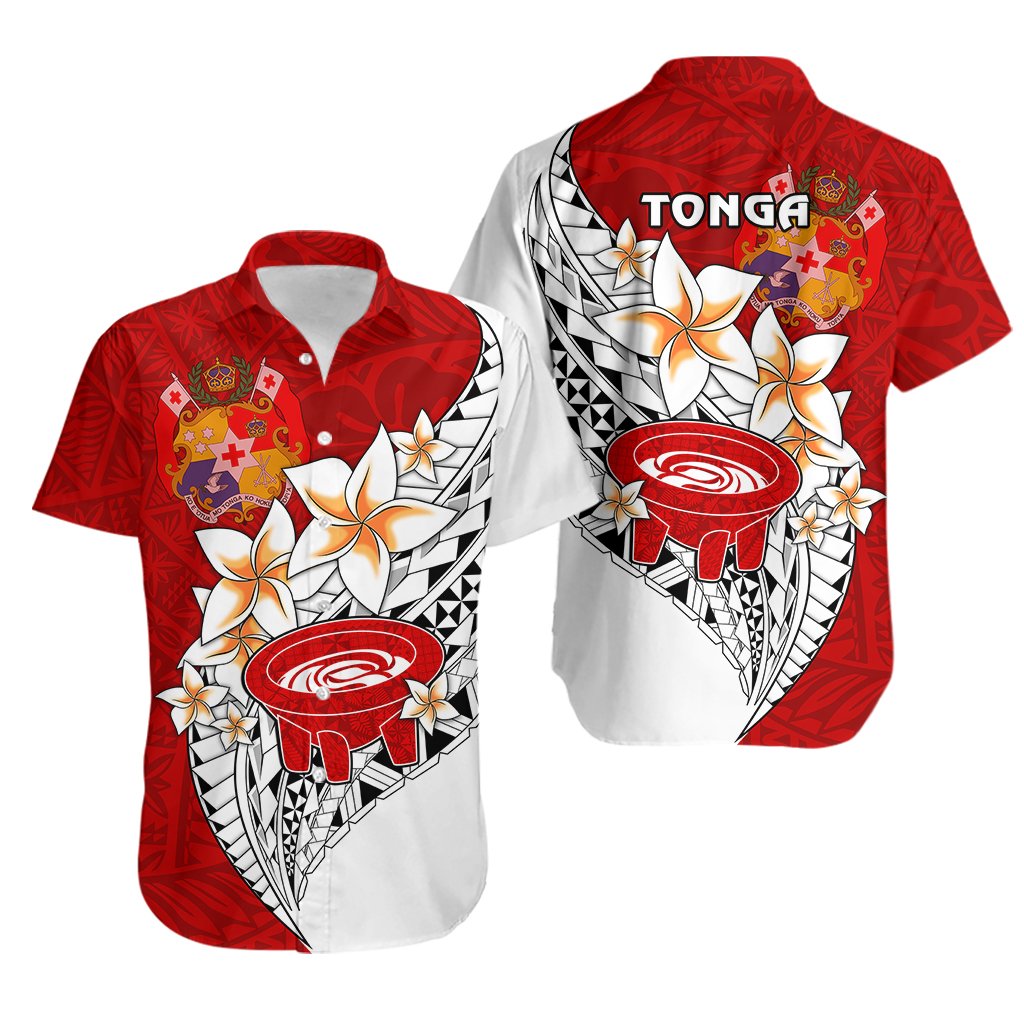 Tonga Kava Bowl Hawaiian Shirt Togan Kupesi Ngatu Pattern White