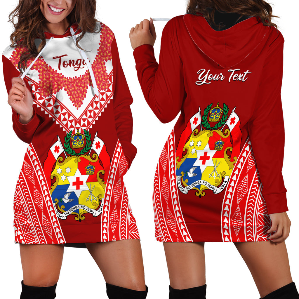 Custom Personalised Tonga Heilala Flowers Hoodie Dress Tongan Ngatu White Special Verison