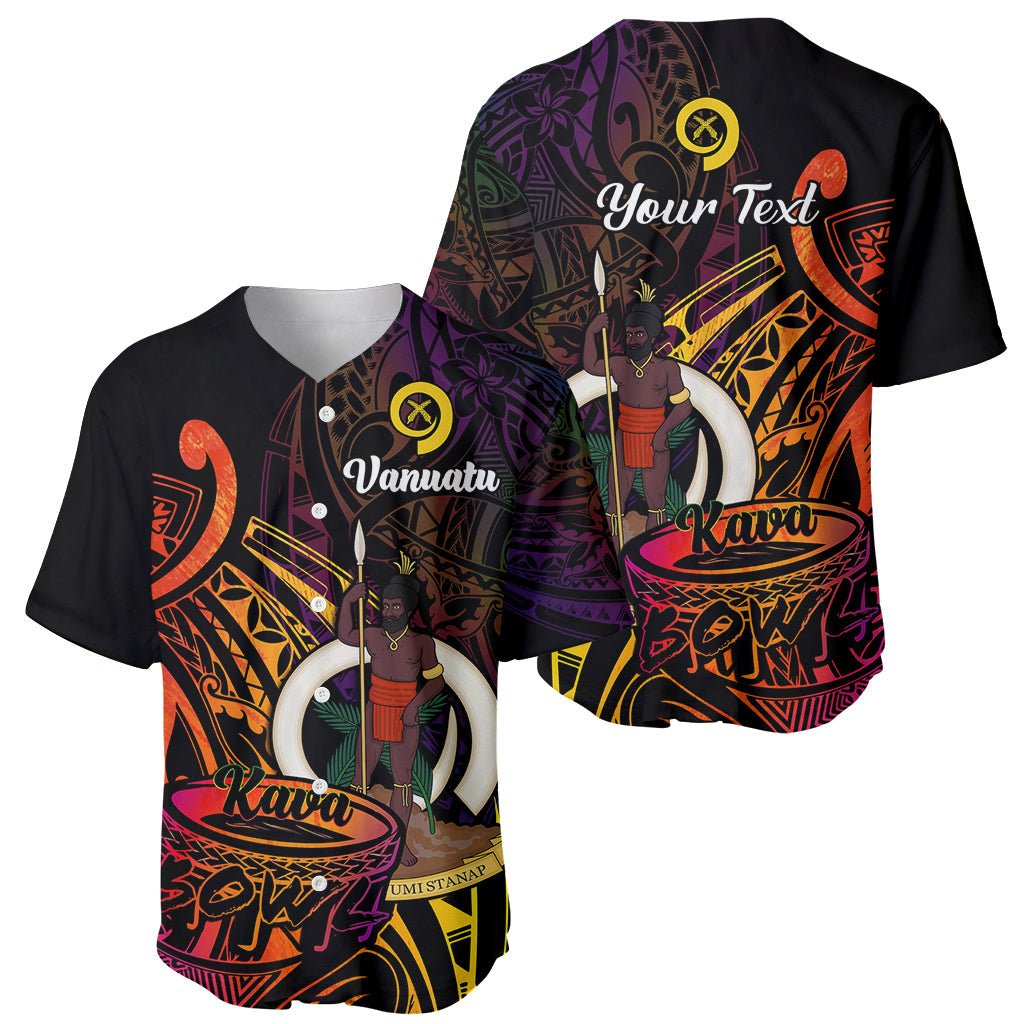 (Custom Personalised) Vanuatu Baseball Jersey Kava Bowl Mix Polynesian Gradient Style