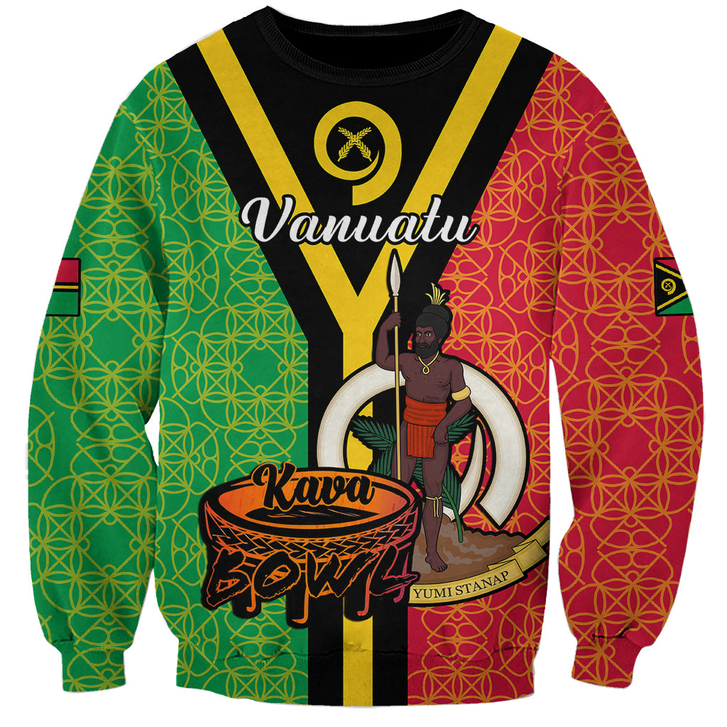 Vanuatu Sweatshirt Kava Bowl Mix Sand Drawing Flag Style