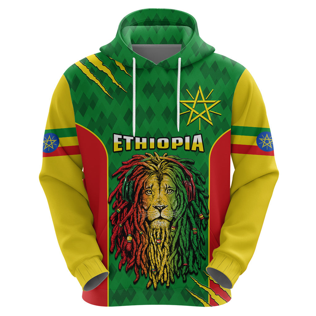 Custom Ethiopia Hoodie Mens Dreadlock Rasta Lion Headphones