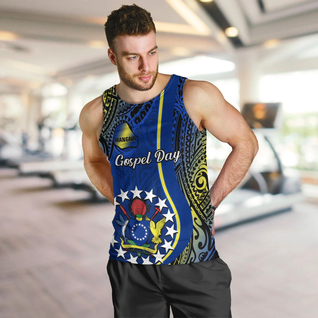 Cook Islands Men Tank Top Mangaia Gospel Day Blue Version