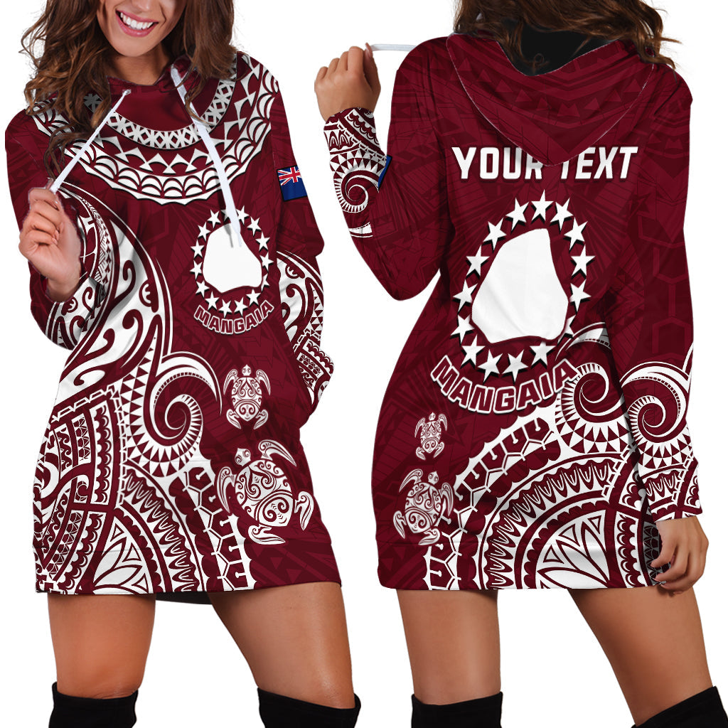 Personalised Mangaia Cook Islands Hoodie Dress Polynesian Sea Turtle