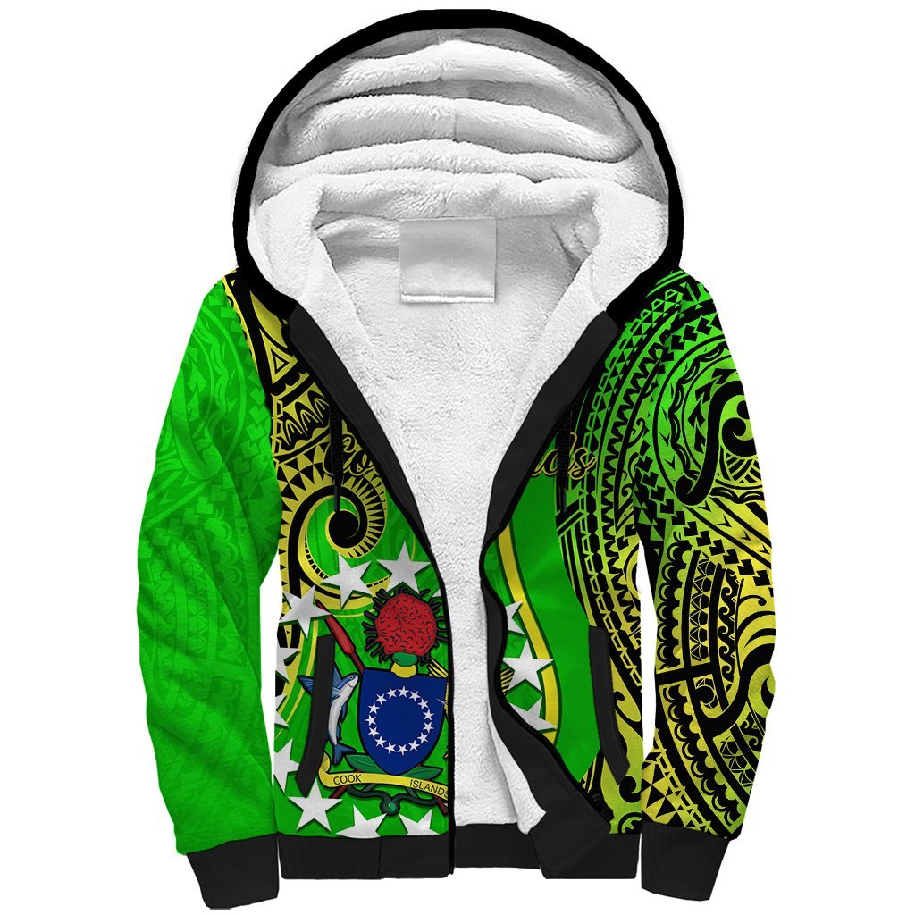 Polynesian Cook Islands Sherpa Hoodie Kuki Airani Coat Of Arms