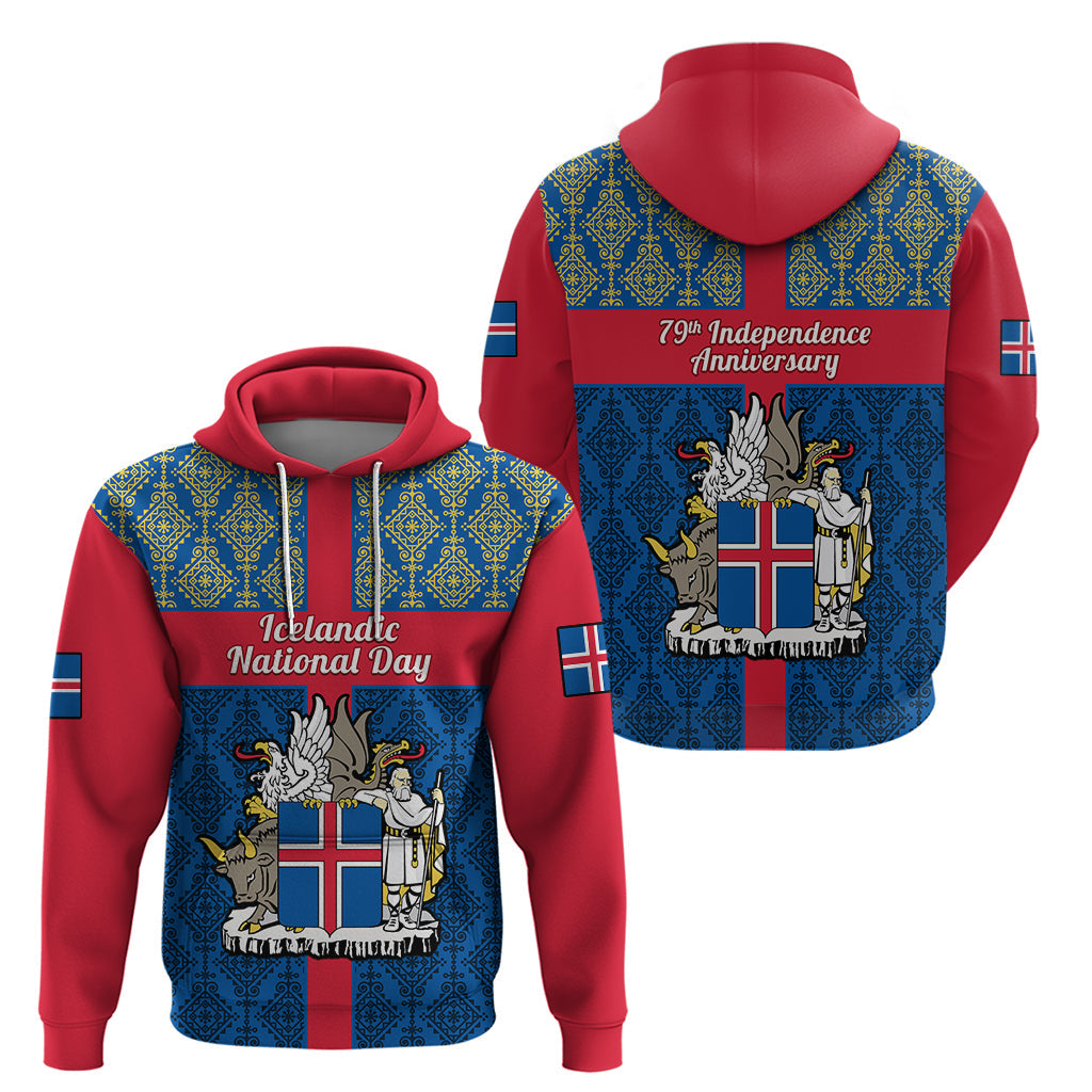 17 June Iceland National Day Hoodie Icelandic Folk Pattern