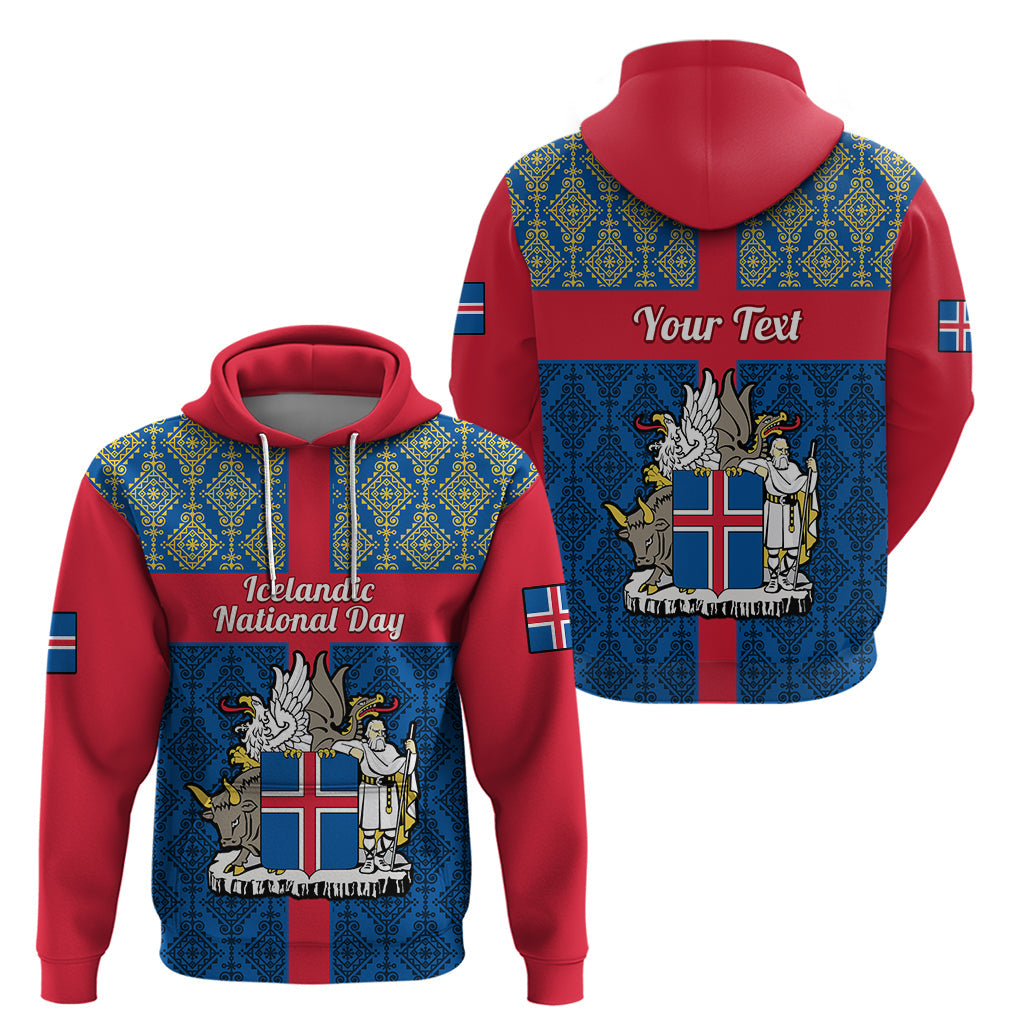 Personalised 17 June Iceland National Day Hoodie Icelandic Folk Pattern