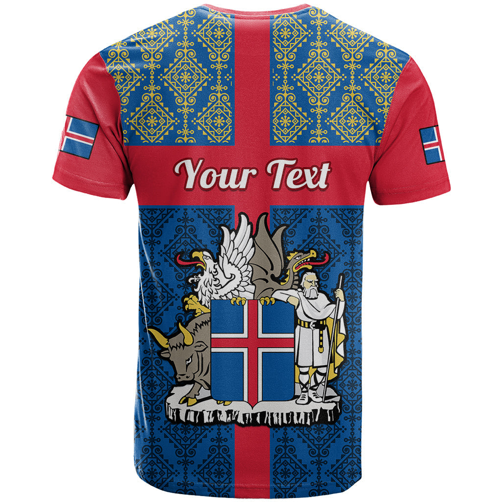 Personalised 17 June Iceland National Day T Shirt Icelandic Folk Pattern