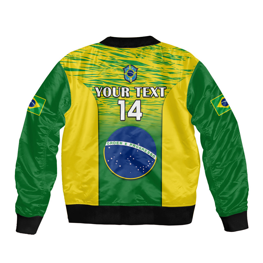 Custom Brazil Football Sleeve Zip Bomber Jacket 2023 World Cup Go Selecao Gradient Style