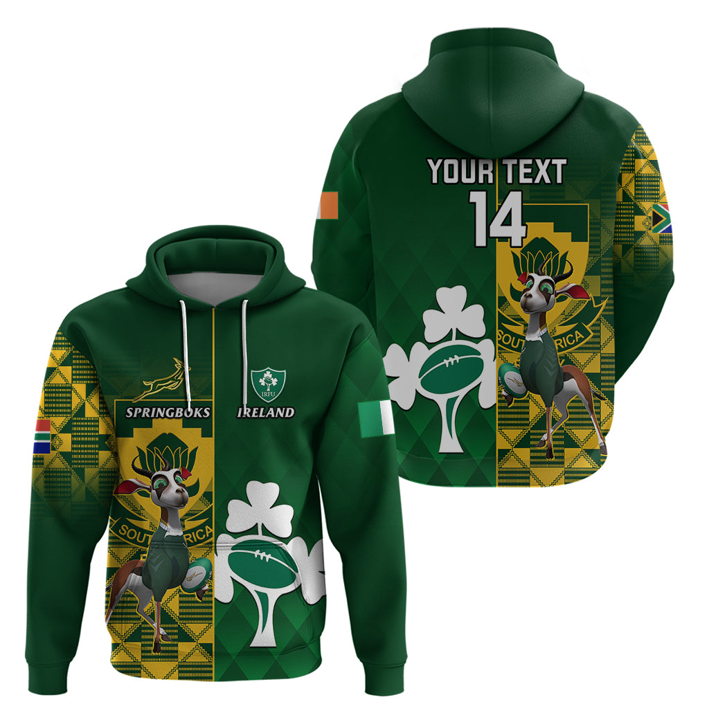 Custom South Africa And Ireland Rugby Hoodie 2023 World Cup Springboks Shamrocks Together