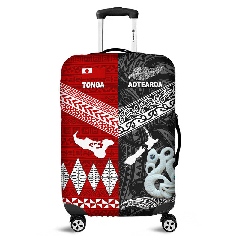 New Zealand And Tonga Luggage Cover Together Black