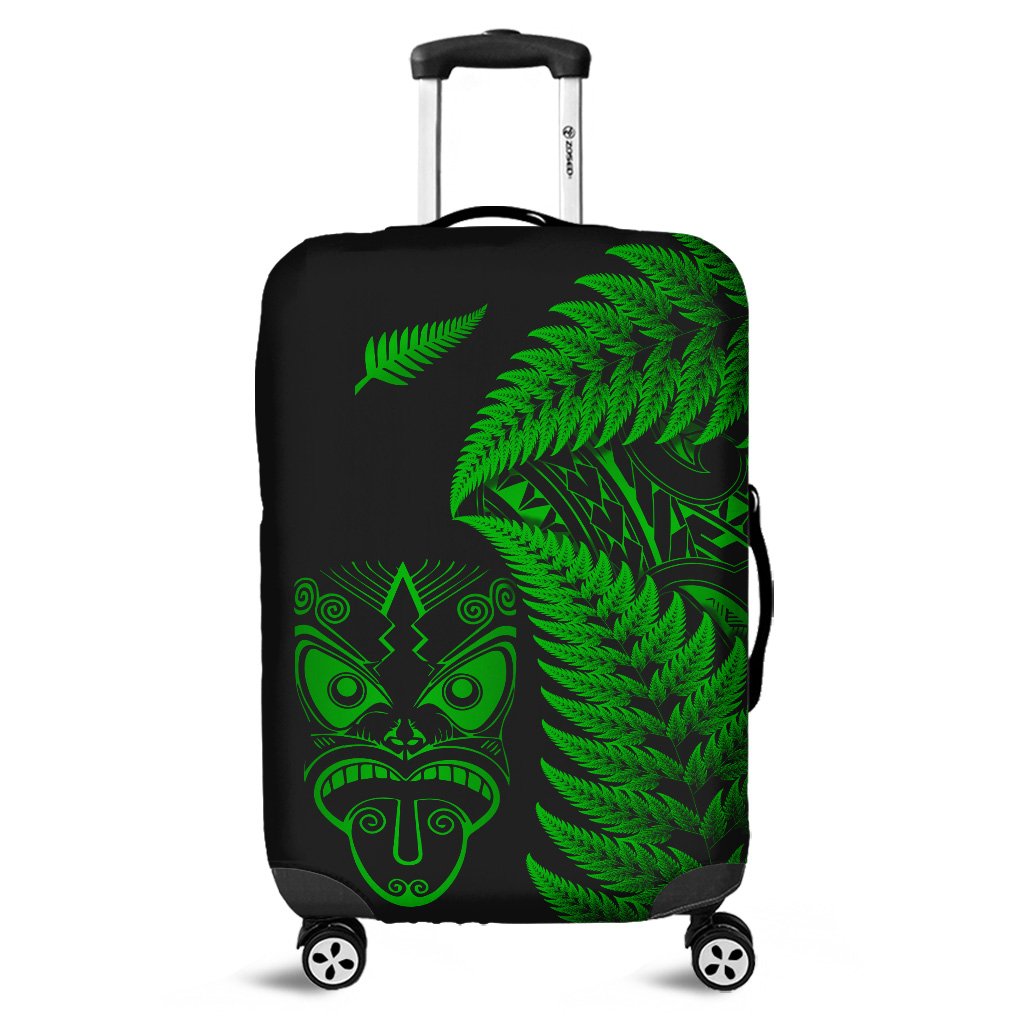 New Zealand Haka Rugby Maori Luggage Cover Silver Fern Vibes Green