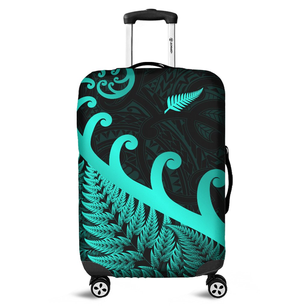 New Zealand Rugby Maori Luggage Cover Silver Fern Koru Vibes Turquoise