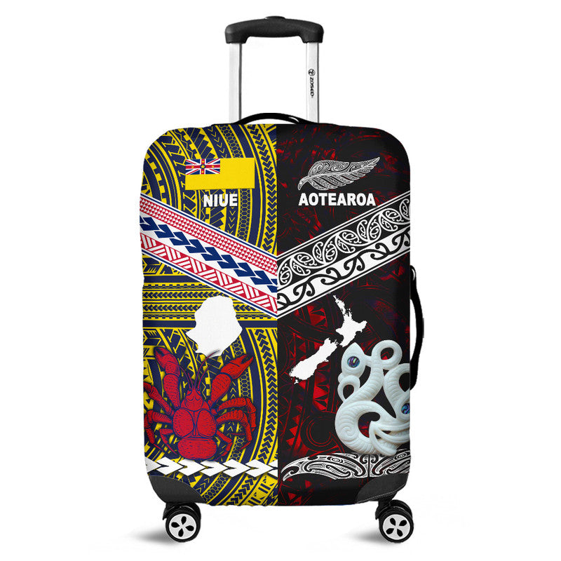 New Zealand And Niue Luggage Cover Together Red