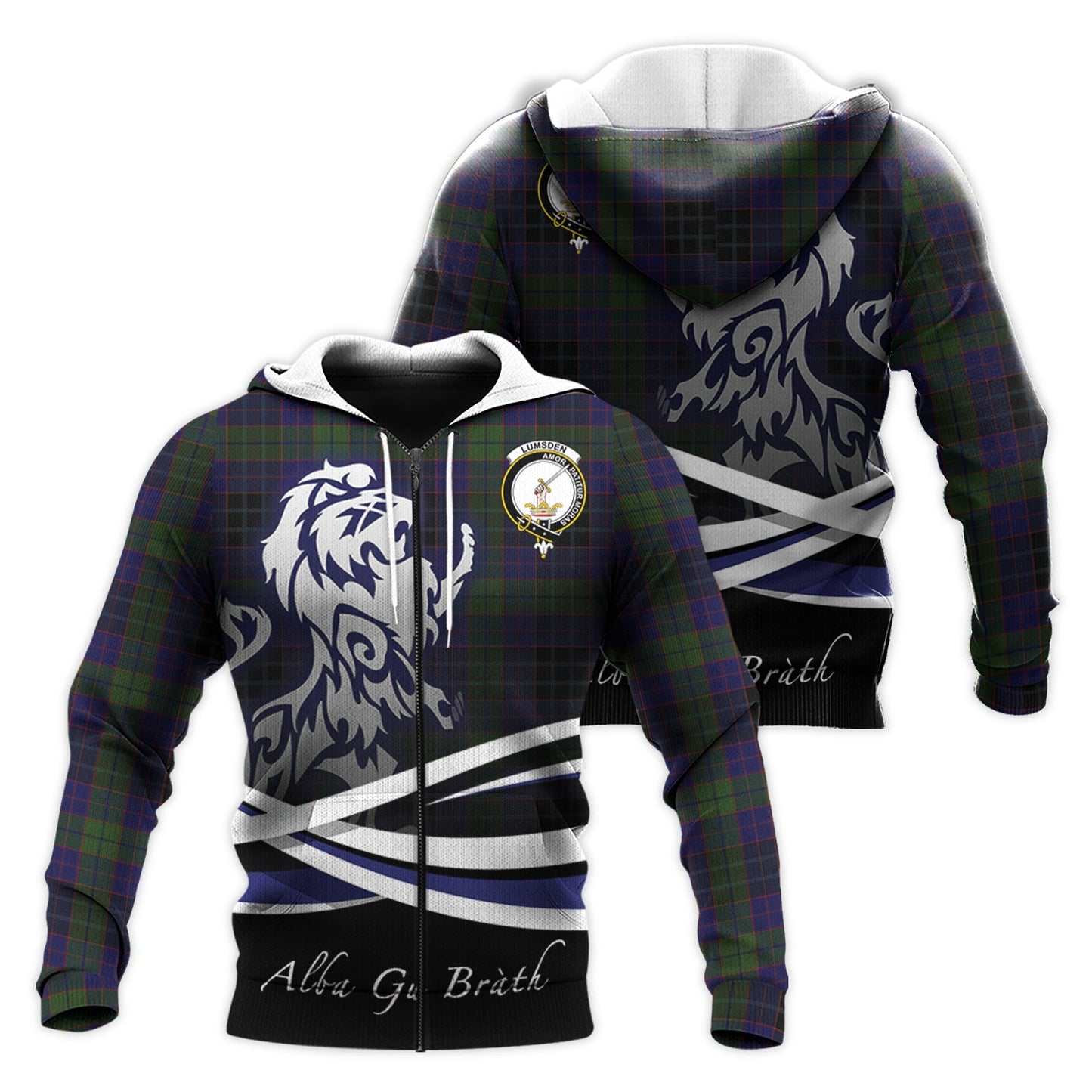 Printivon Lumsden Hunting Tartan Scottish Lion Hoodie