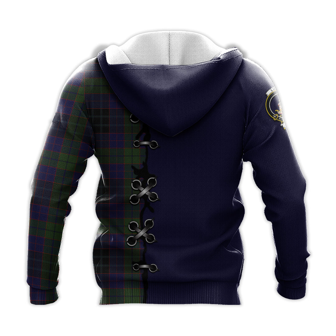 Printivon Lumsden Hunting Tartan Hoodie Lion Rampant And Celtic Thistle Style