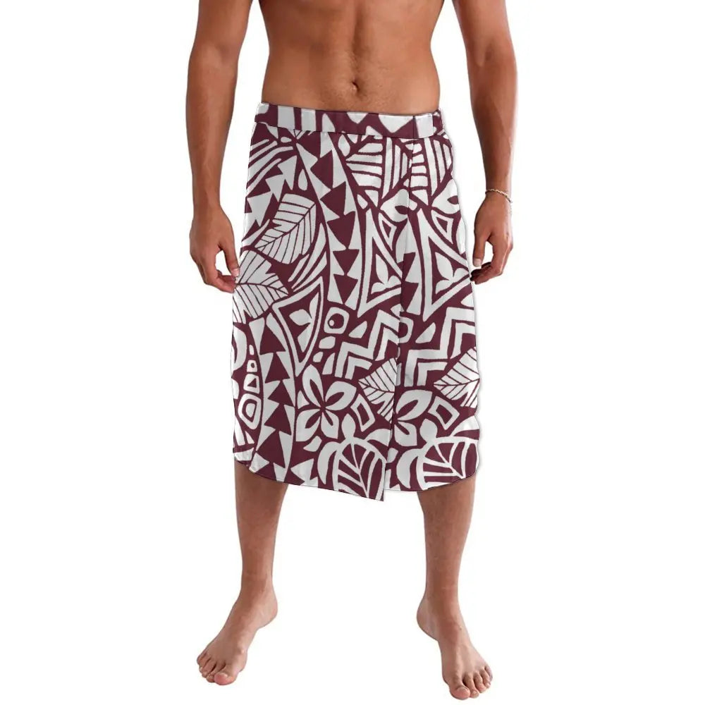 Flowers Polynesian Tribal Pattern Menswear Ie Faitaga Samoa Lavalava Island Wear Wrap Skirt