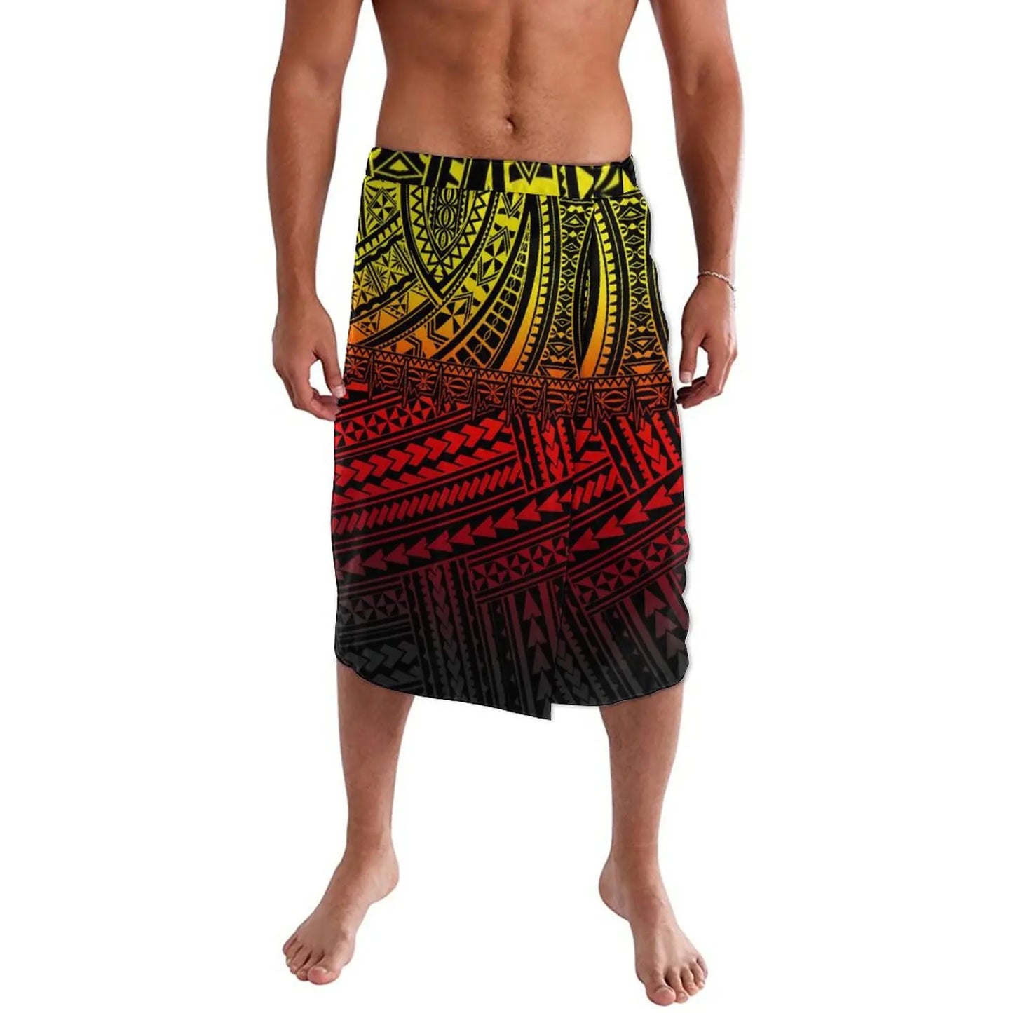 Reggae Polynesian Tribal Pattern Menswear Ie Faitaga Samoa Lavalava Island Tropical Wear Wrap Skirt