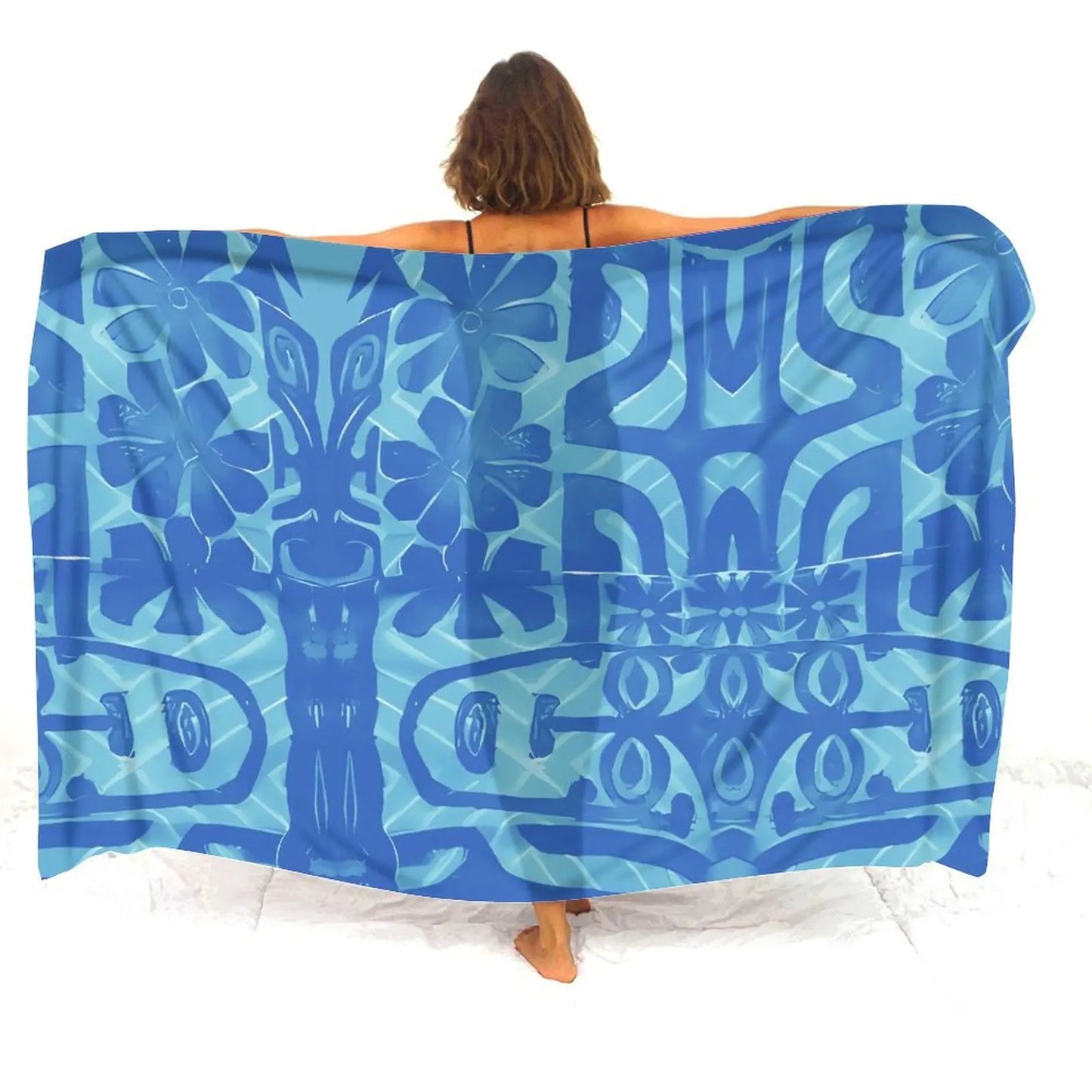 Polynesian Tribal Pattern Blue Sarong Polynesian Beach Women's Sarong All Over Print
