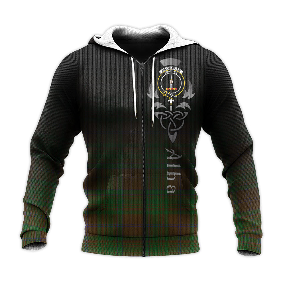 Printivon Macalister Of Glenbarr Hunting Tartan Crest Alba Celtic Hoodie
