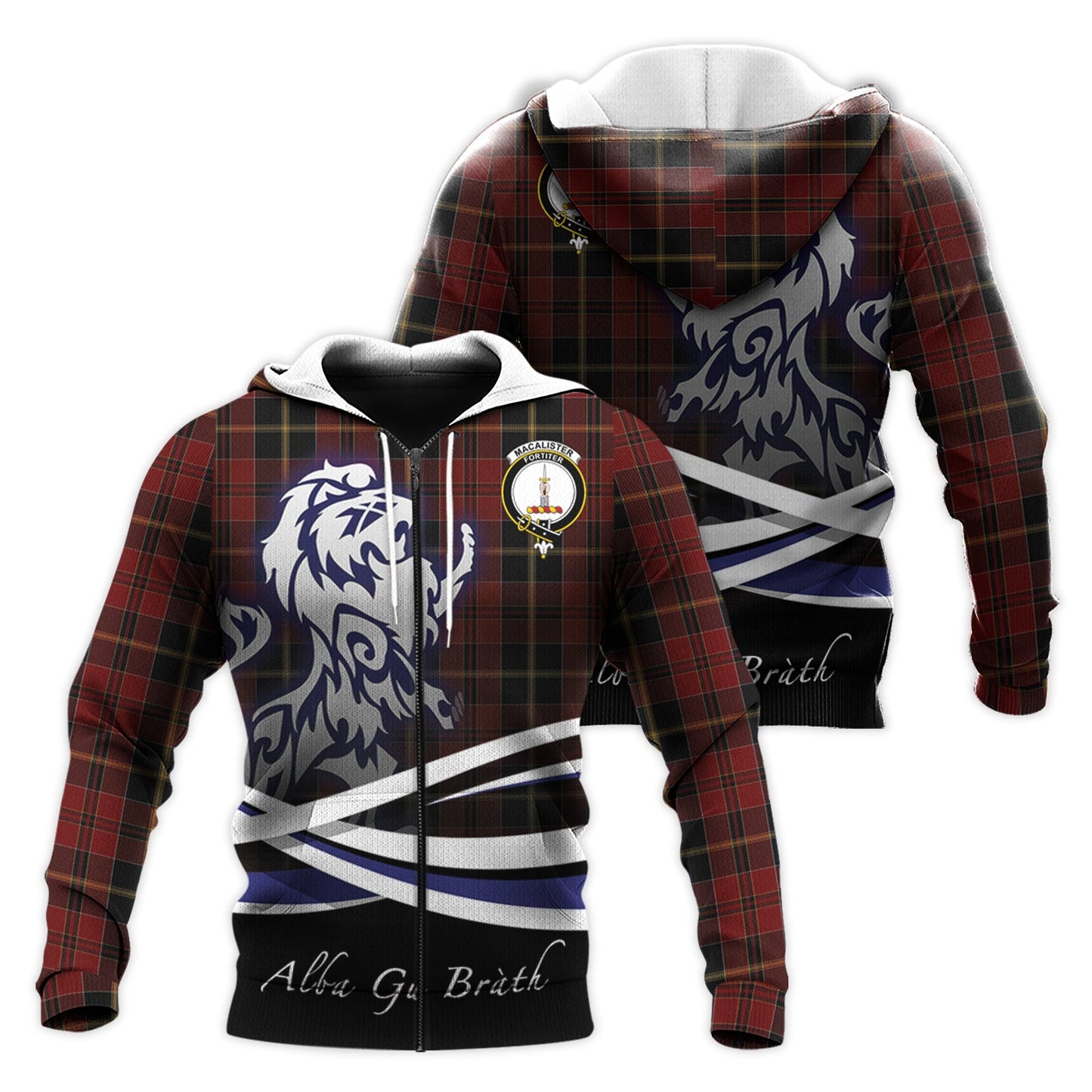 Printivon Macalister Of Skye Tartan Scottish Lion Hoodie