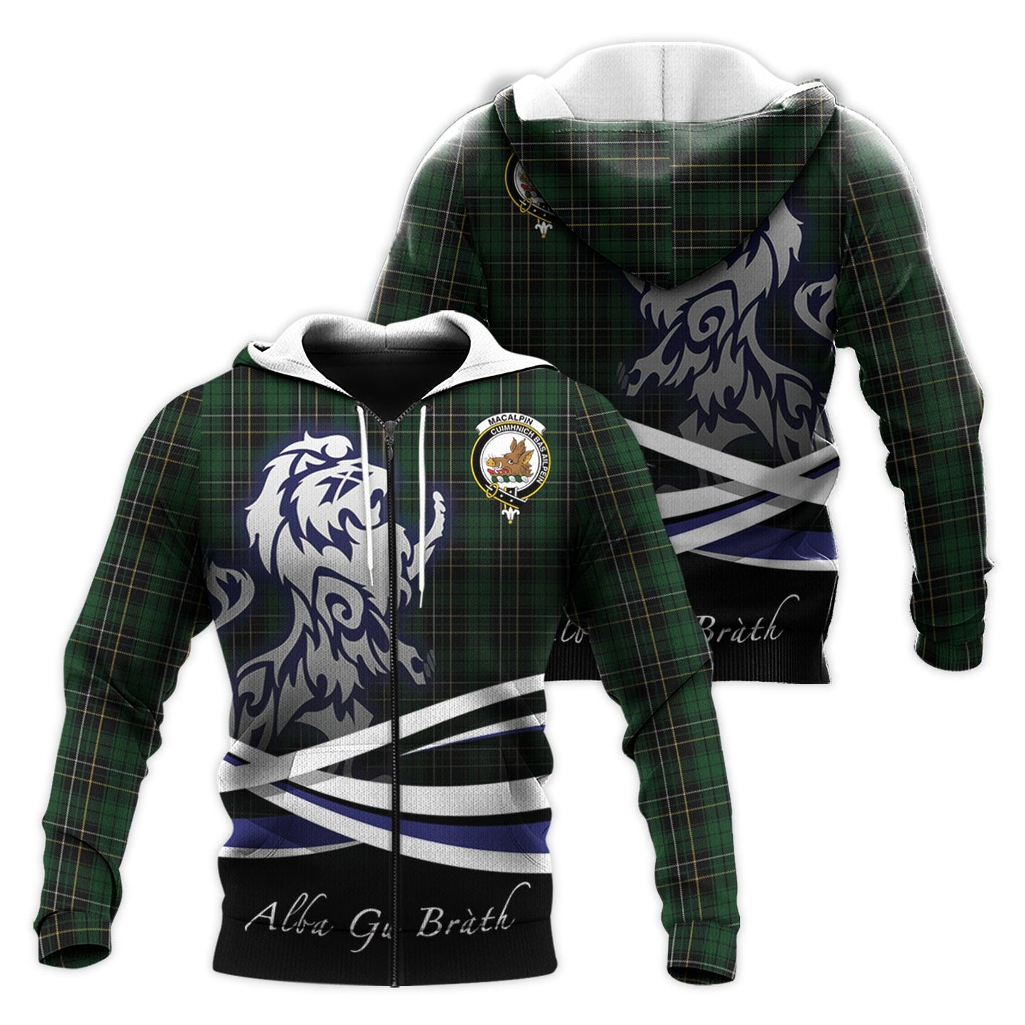 Printivon Macalpin Tartan Scottish Lion Hoodie