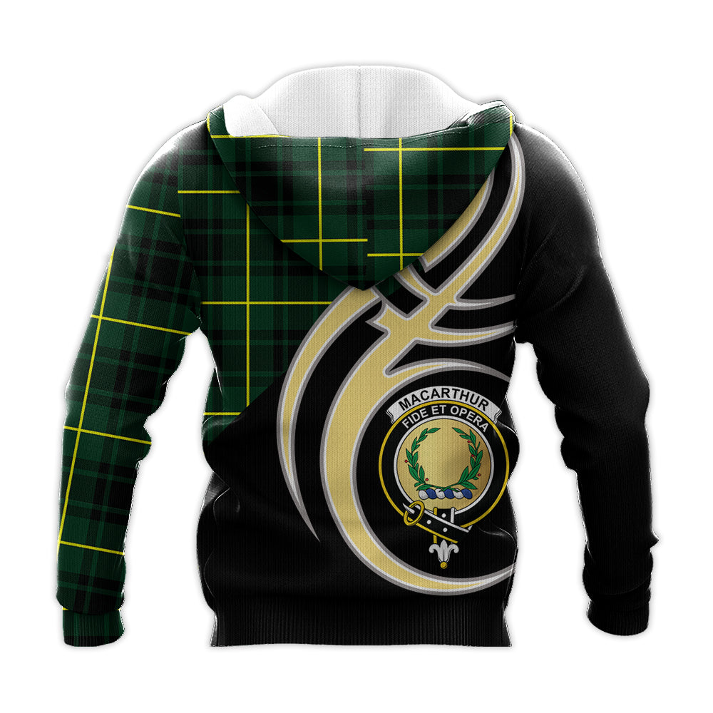 Printivon Macarthur Modern Clan Believe In Me Crest Tartan Knitted Hoodie Custom Your Text