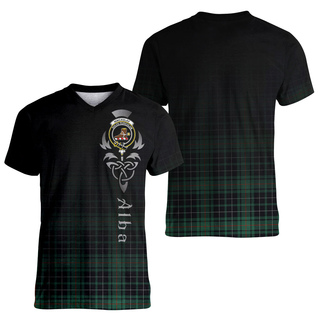 Printivon MacAulay Hunting Ancient Tartan Crest Alba Celtic T Shirt
