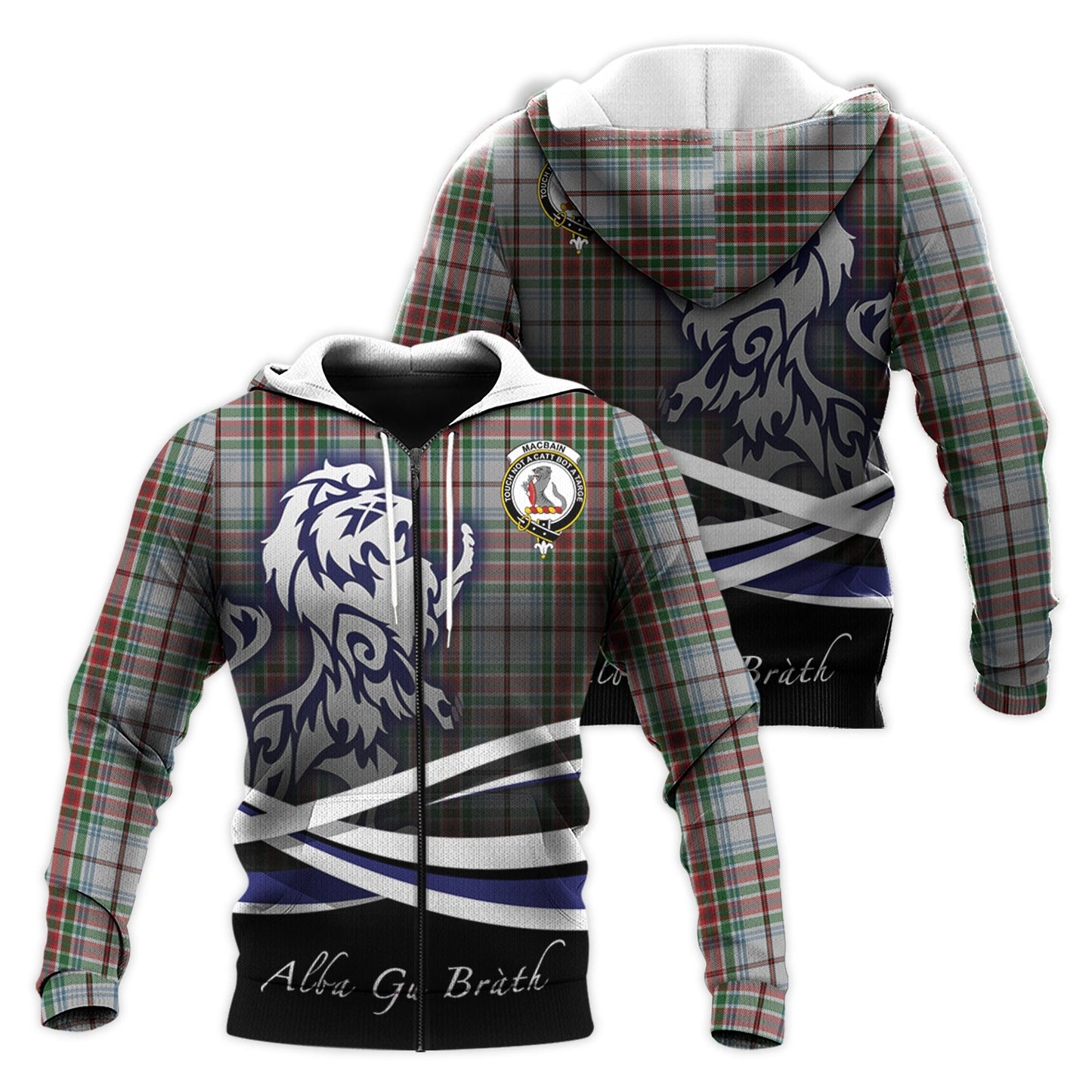 Printivon Macbain Dress Tartan Scottish Lion Hoodie