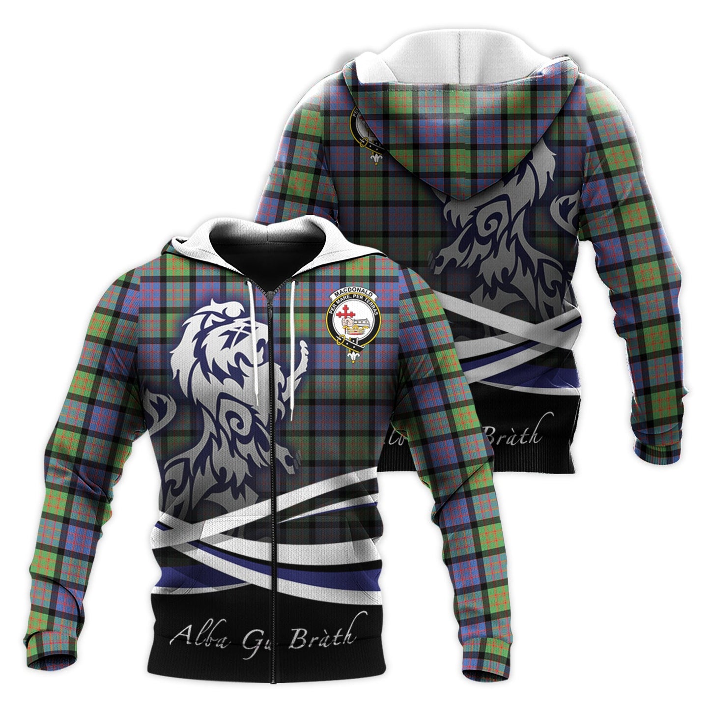 Printivon Macdonald Ancient Tartan Scottish Lion Hoodie