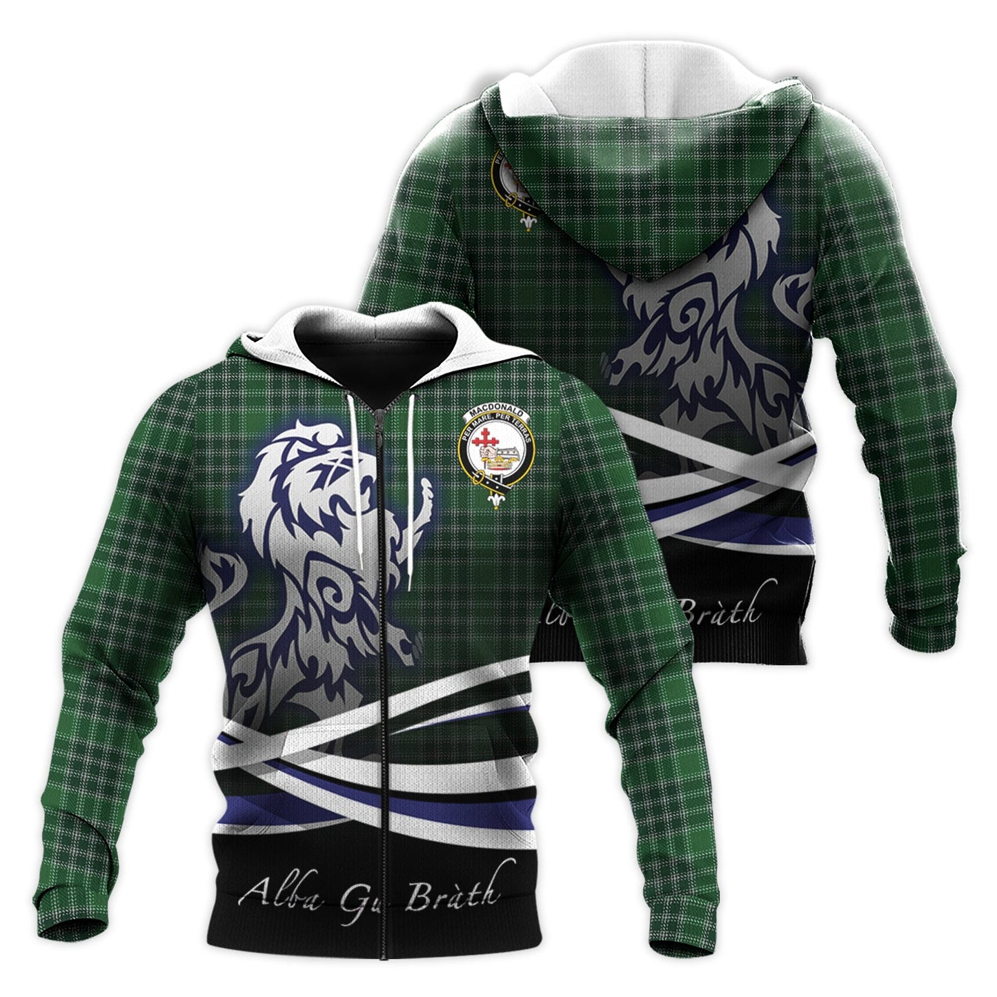 Printivon Macdonald, Lord Of The Isles Hunting Tartan Scottish Lion Hoodie