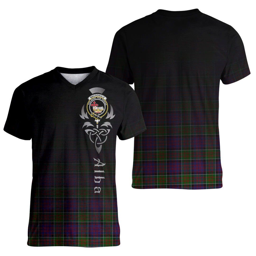 Printivon MacDonald of Clanranald Modern Tartan Crest Alba Celtic T Shirt
