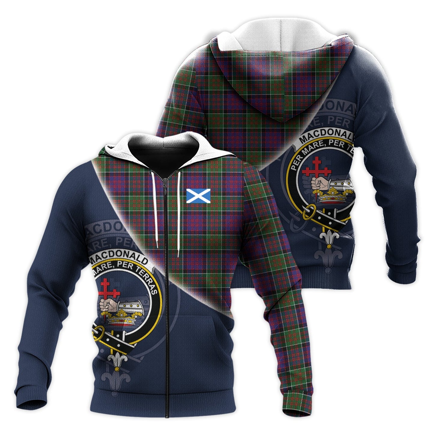 Printivon Macdonald Of Clanranald Modern Tartan Scottish Crest Hoodie