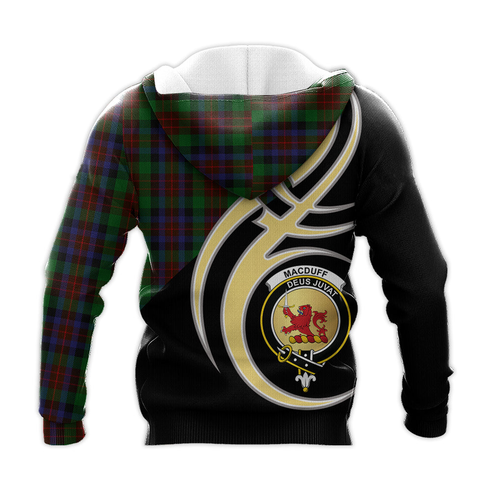 Printivon Macduff Hunting Clan Believe In Me Crest Tartan Knitted Hoodie Custom Your Text
