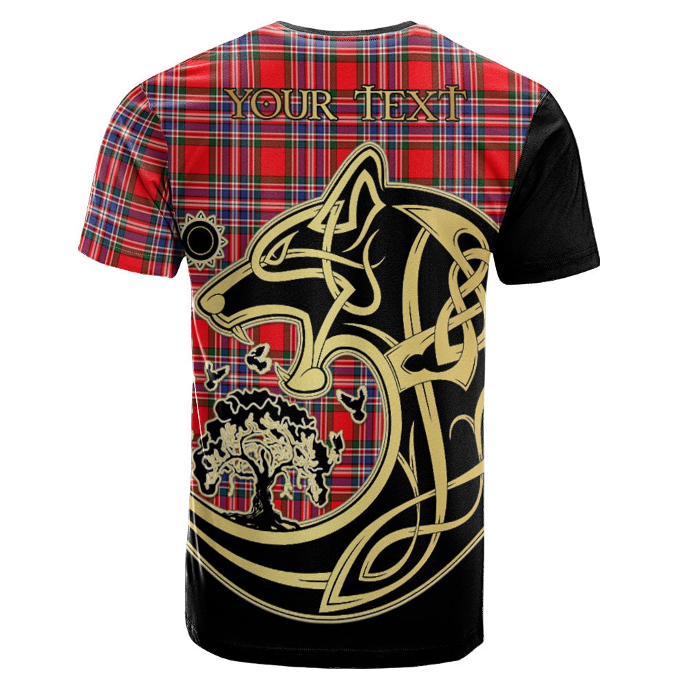 Printivon MacFarlane Modern Crest Celtic Wolf Tartan T Shirt Custom Your Text