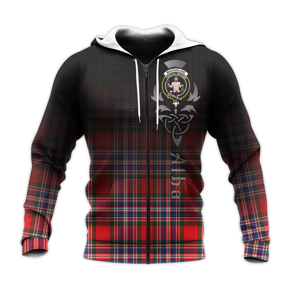 Printivon Macfarlane Modern Tartan Crest Alba Celtic Hoodie