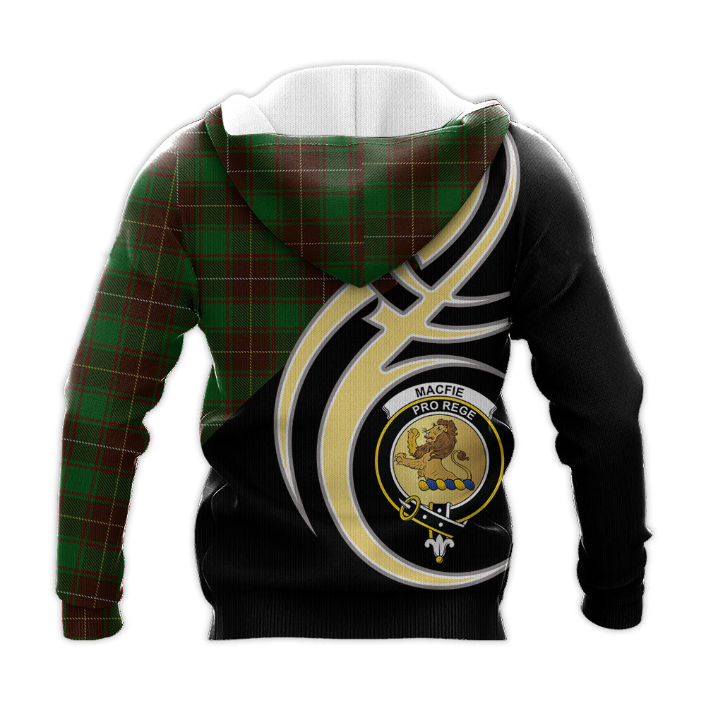 Printivon Macfie Hunting Clan Believe In Me Crest Tartan Knitted Hoodie Custom Your Text