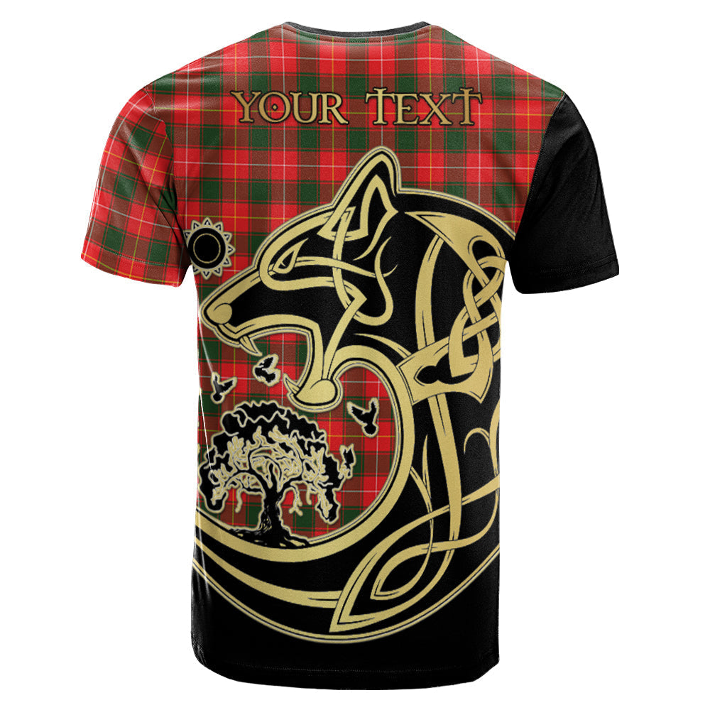 Printivon MacFie Modern Crest Celtic Wolf Tartan T Shirt Custom Your Text