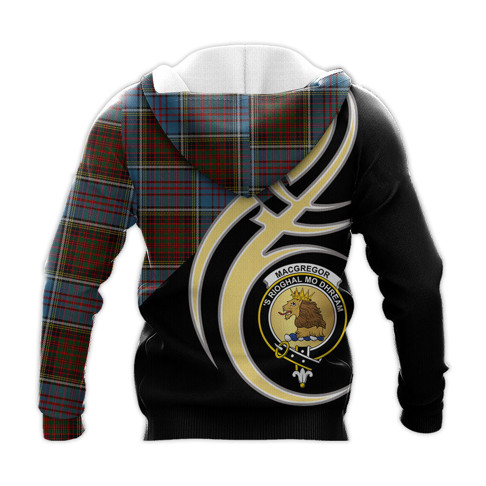 Printivon Macgregor Hastie Clan Believe In Me Crest Tartan Knitted Hoodie Custom Your Text