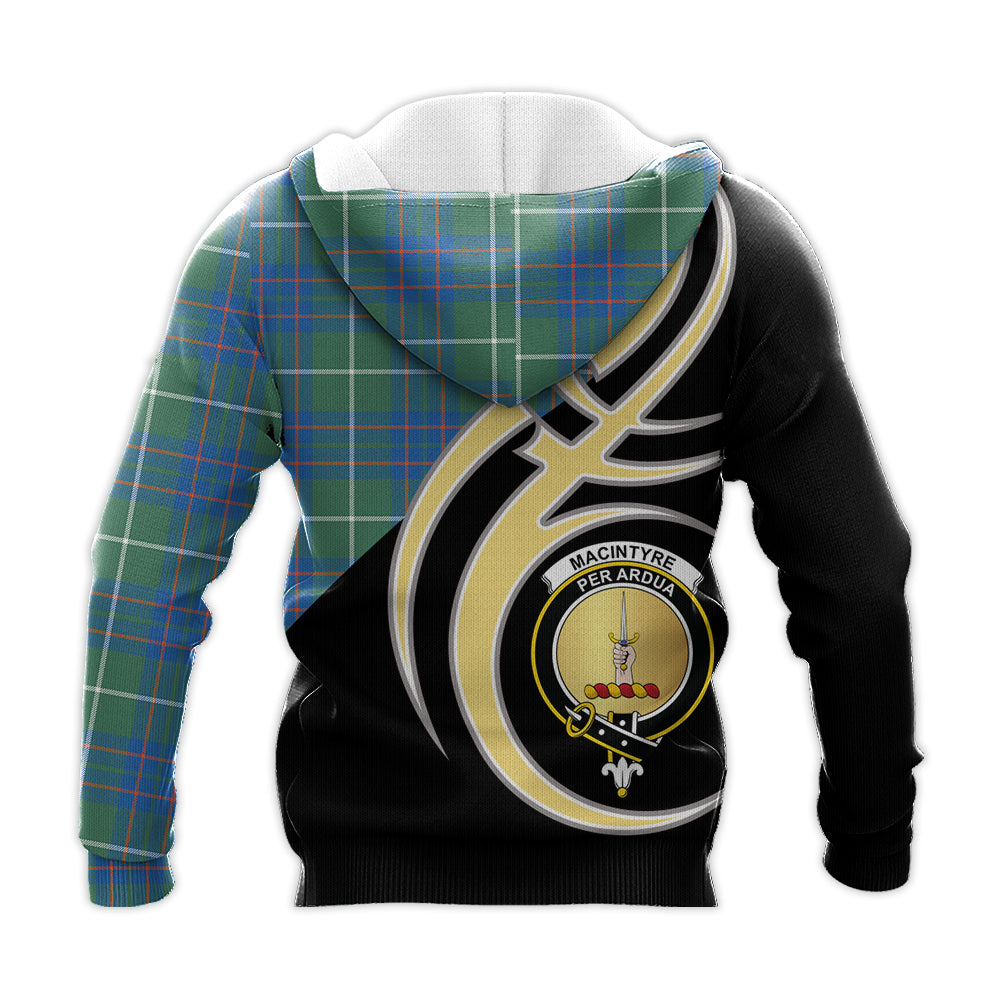 Printivon Macintyre Hunting Ancient Clan Believe In Me Crest Tartan Knitted Hoodie Custom Your Text