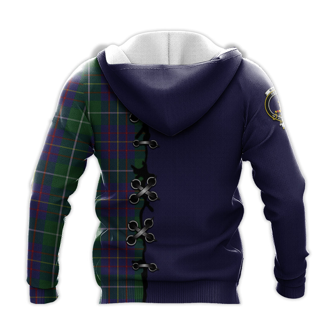 Printivon Macintyre Inglis Tartan Hoodie Lion Rampant And Celtic Thistle Style