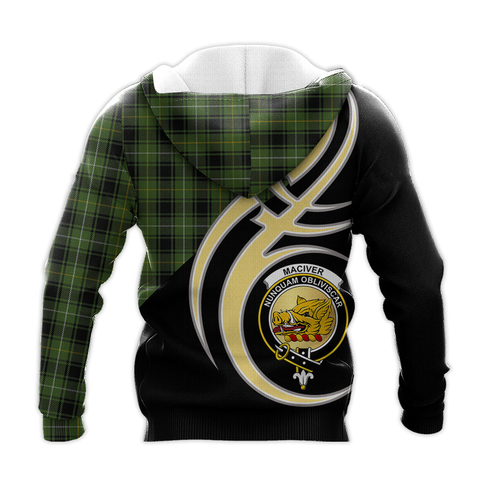 Printivon Maciver Hunting Clan Believe In Me Crest Tartan Knitted Hoodie Custom Your Text