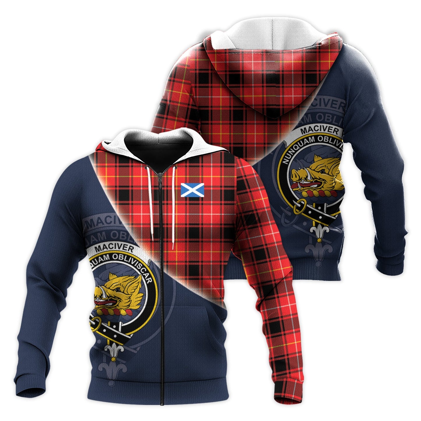 Printivon Maciver Modern Tartan Scottish Crest Hoodie